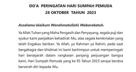 pembacaan doa upacara sumpah pemuda