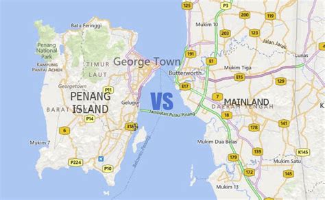 penang island and mainland