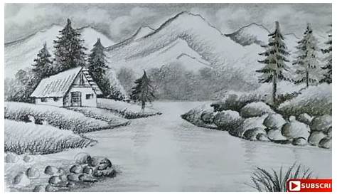 Pencil Drawing For Kids Scenery Easy Using Pastel Color On Paper