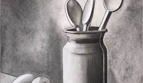 Pencil Sketch Art Still Life Colored Drawing By Stephen Boyle