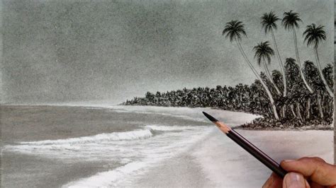 Beach Pencil Drawing