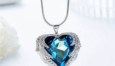 Pendentif Coeur Bleu Swarovski En Cristal De Elements Et