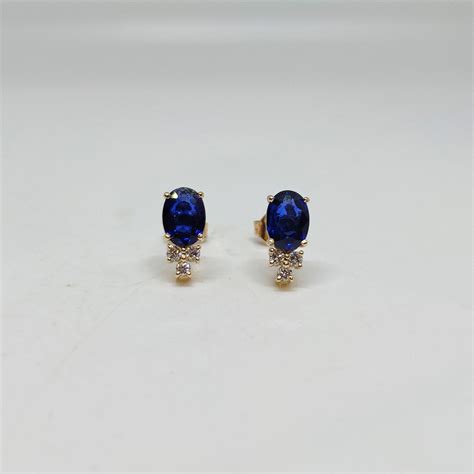 Pendiente de aro colgante de zafiro azul en pendientes de aro Etsy