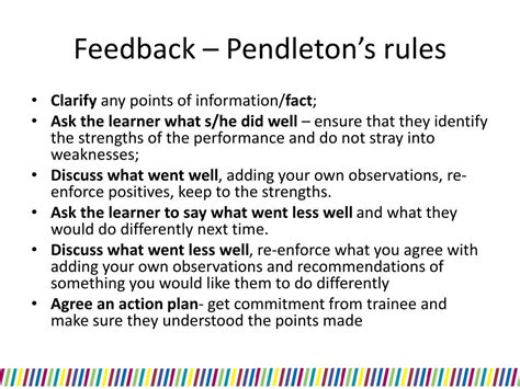 pendleton feedback model examples