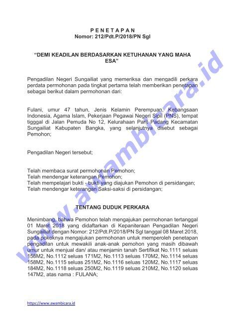 penetapan pengadilan in english