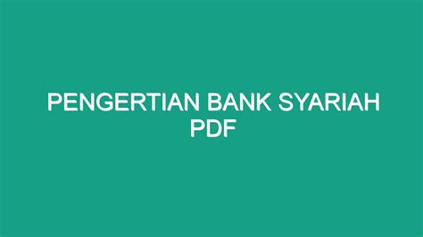 pengertian bank syariah pdf