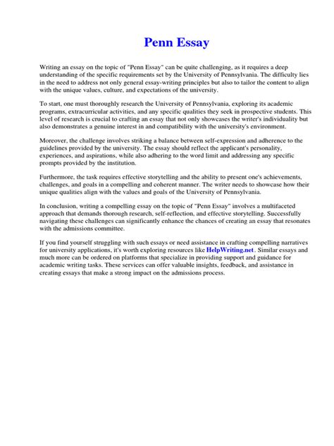 Penn Essay Examples
