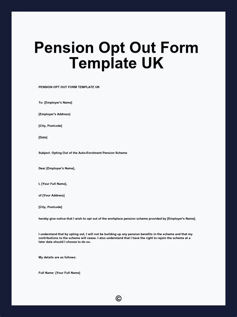 pension opt out form template