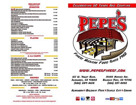 pepe's finest mexican food alhambra menu