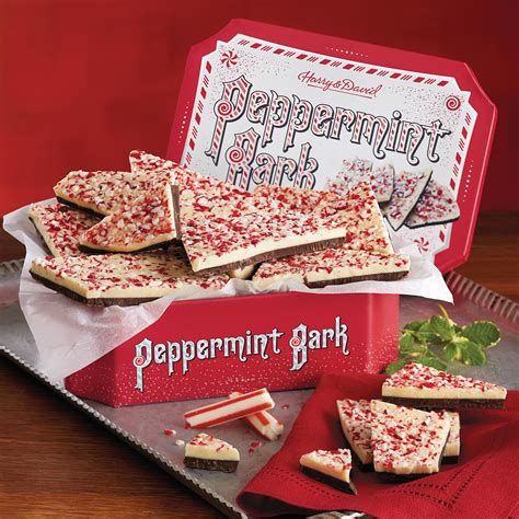 peppermint bark candy in tins