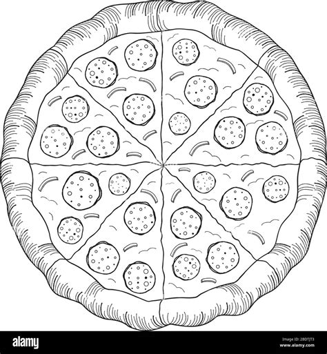 pepperoni pizza clipart black and white