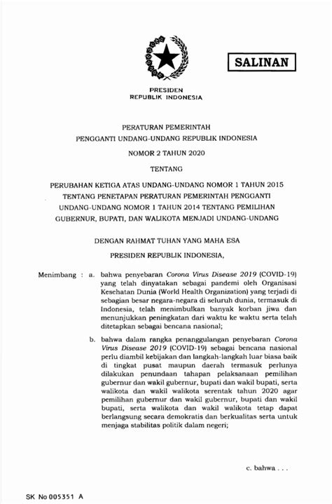 peraturan pemerintah nomor 2 tahun 2019