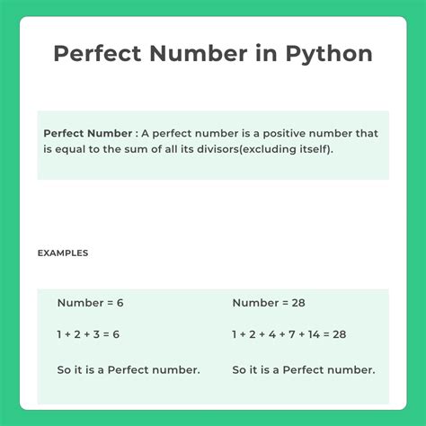perfect number example in python