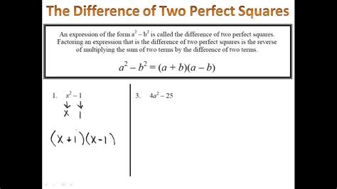 perfect squares and difference of squares