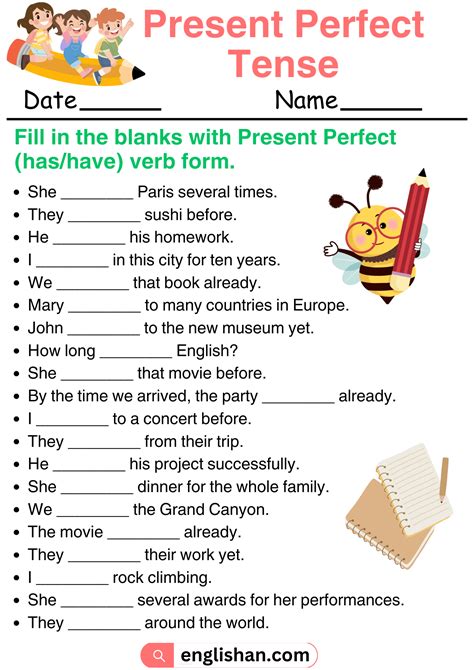 perfect tense exercises with answers