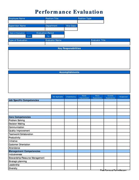 Monthly Performance Evaluation Form Download Printable PDF Templateroller