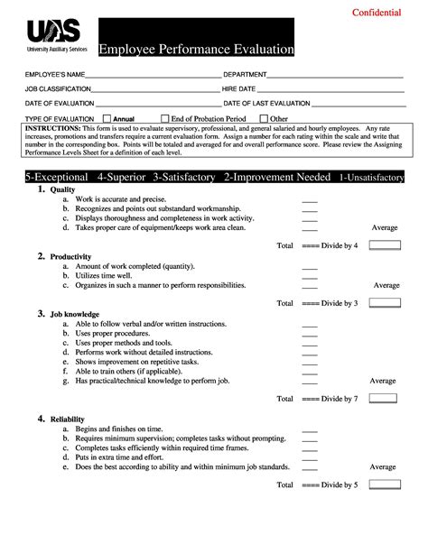 performance evaluation summary examples