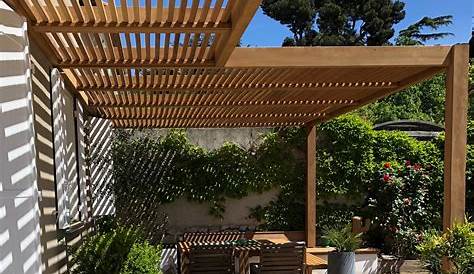 A nice example of an L shaped pergola in clear Cedar with