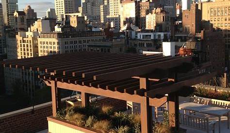 New York Rooftop Terrace With Covered Pergola Featuring Customn