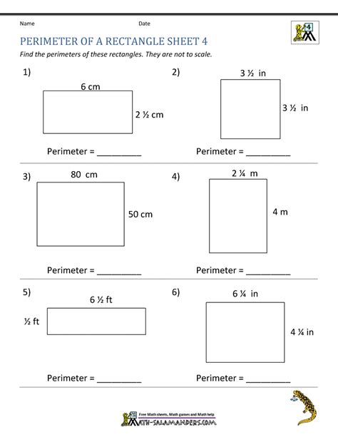 Perimeter Of Square And Rectangle Worksheet For Class 4