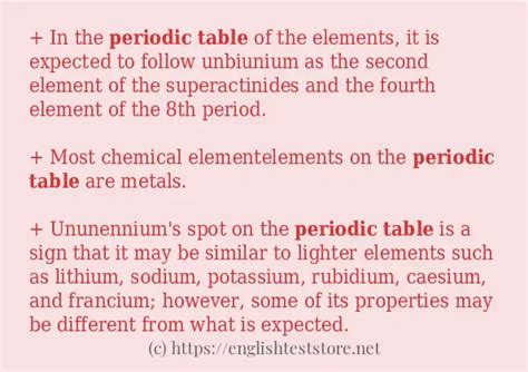 Periodic Table Example In Sentence