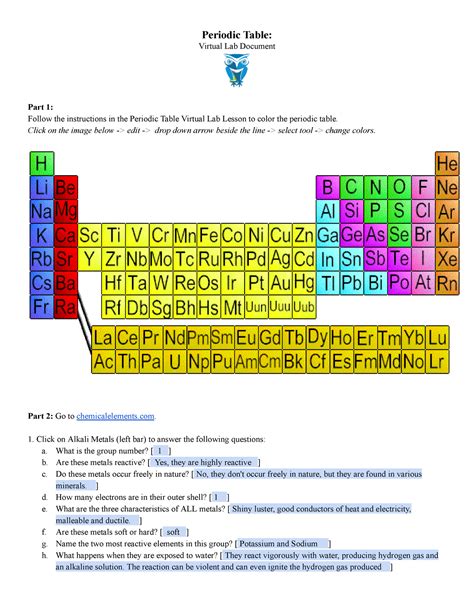 periodic table virtual lab answer key