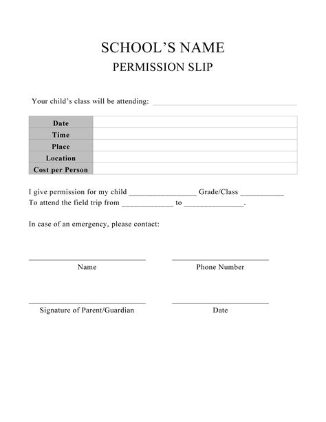 35 Permission Slip Templates & Field Trip Forms