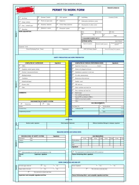 permit to work form template