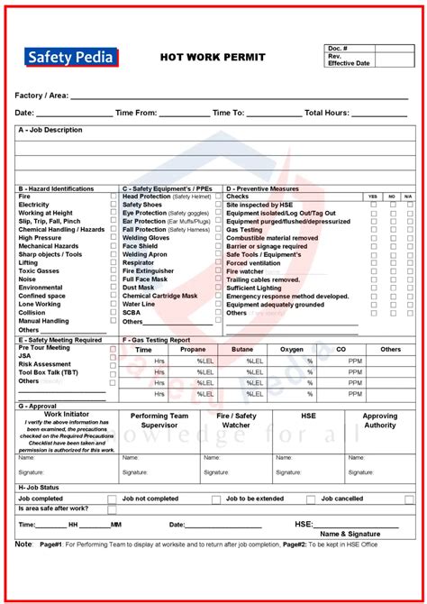 permit to work procedure template