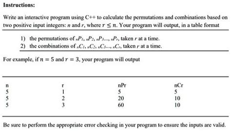 Permutations And Combinations In C++