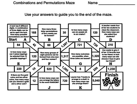 Permutations And Combinations Maze Answer Key
