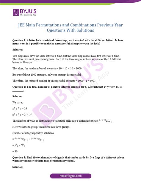 Permutations And Combinations Previous Year Questions