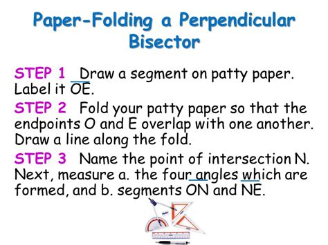 Perpendicular Bisector Of A Line Segment By Paper Folding