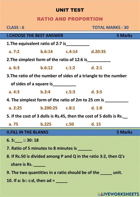 Perportion Math 6Th Grade Worksheets
