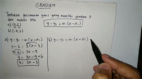 Persamaan Garis Melalui Titik 4 3 dengan Gradien 2 Adalah