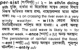 persistence meaning in bengali