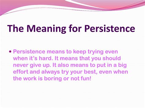 persistence meaning in malay