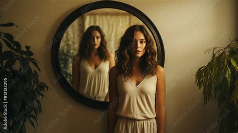 Person looking in mirror with distorted body image