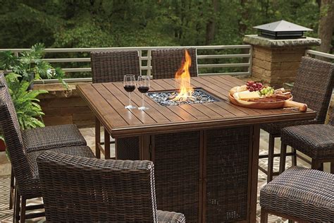 person patio fire table set