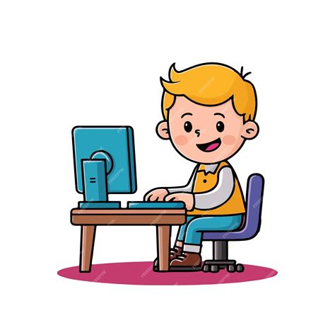 Person Using Computer Cartoon