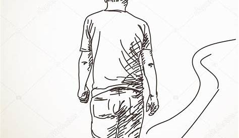 Dibujo de hombre a pie espalda — Vector de stock © OlgaTropinina #78788010