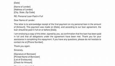 Personal Loan Paid In Full Letter Sample