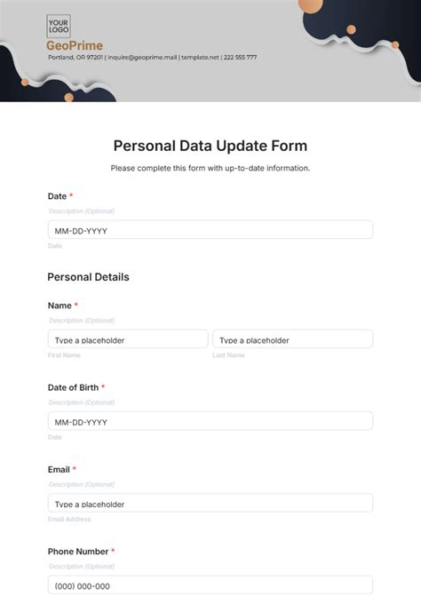 Personal Data Update Form