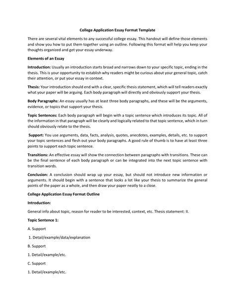 Personal Essay Application Template