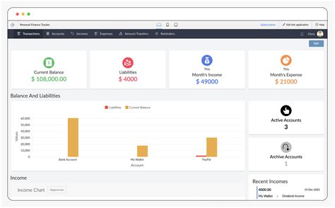 personal finance application