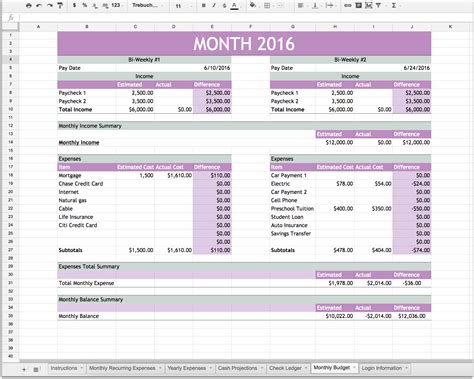 personal finance planner excel