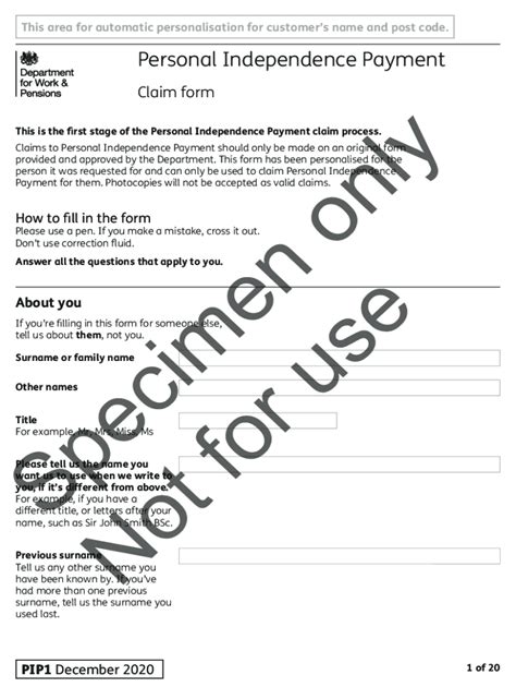 personal independence payment form