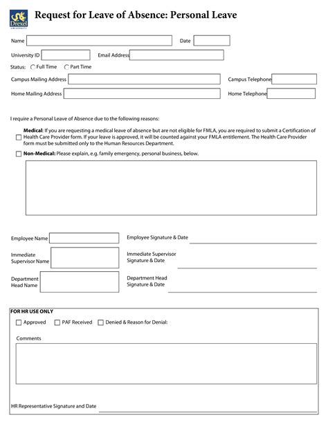 Personal Leave Request Template