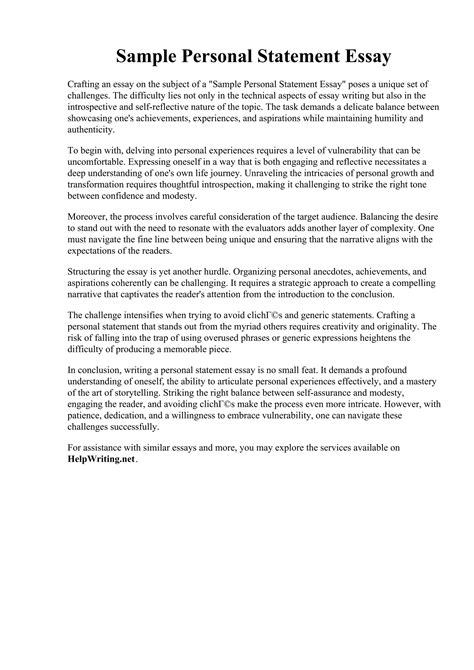 Personal Statement Example Essays