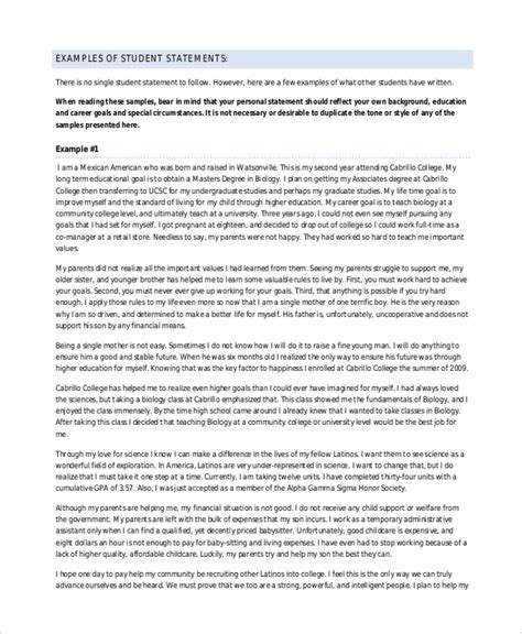 personal statement examples for students